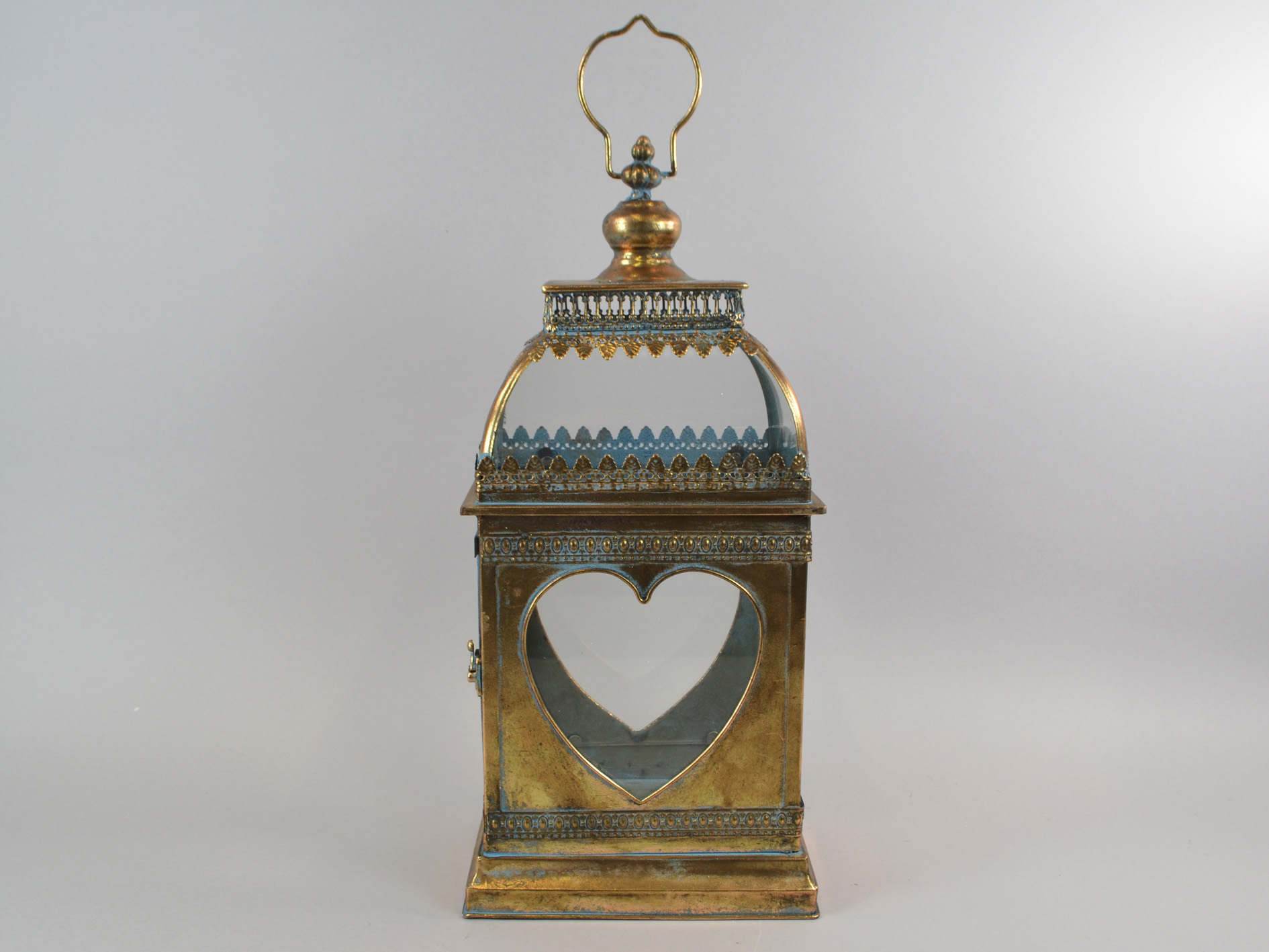 Gold Laterne antik, 24x15x51cm, antik-gold