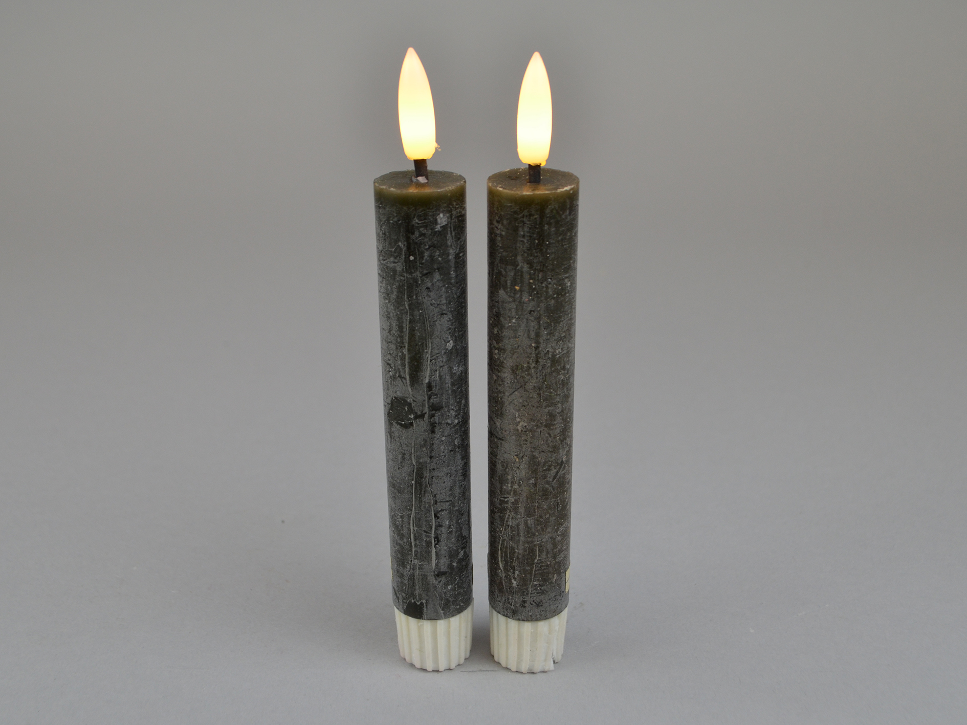 LED stick candle, black, set 2, 2x14cm