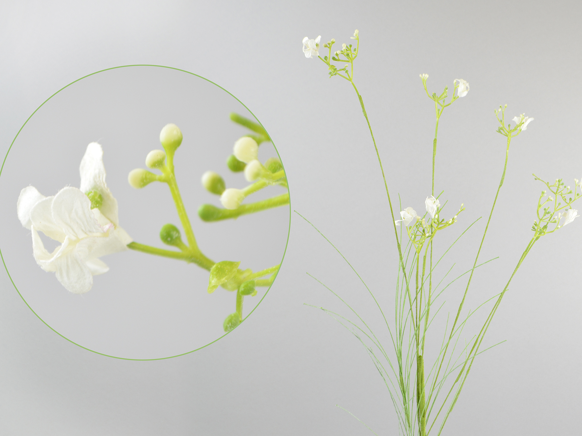 Flower branch, 74cm, white