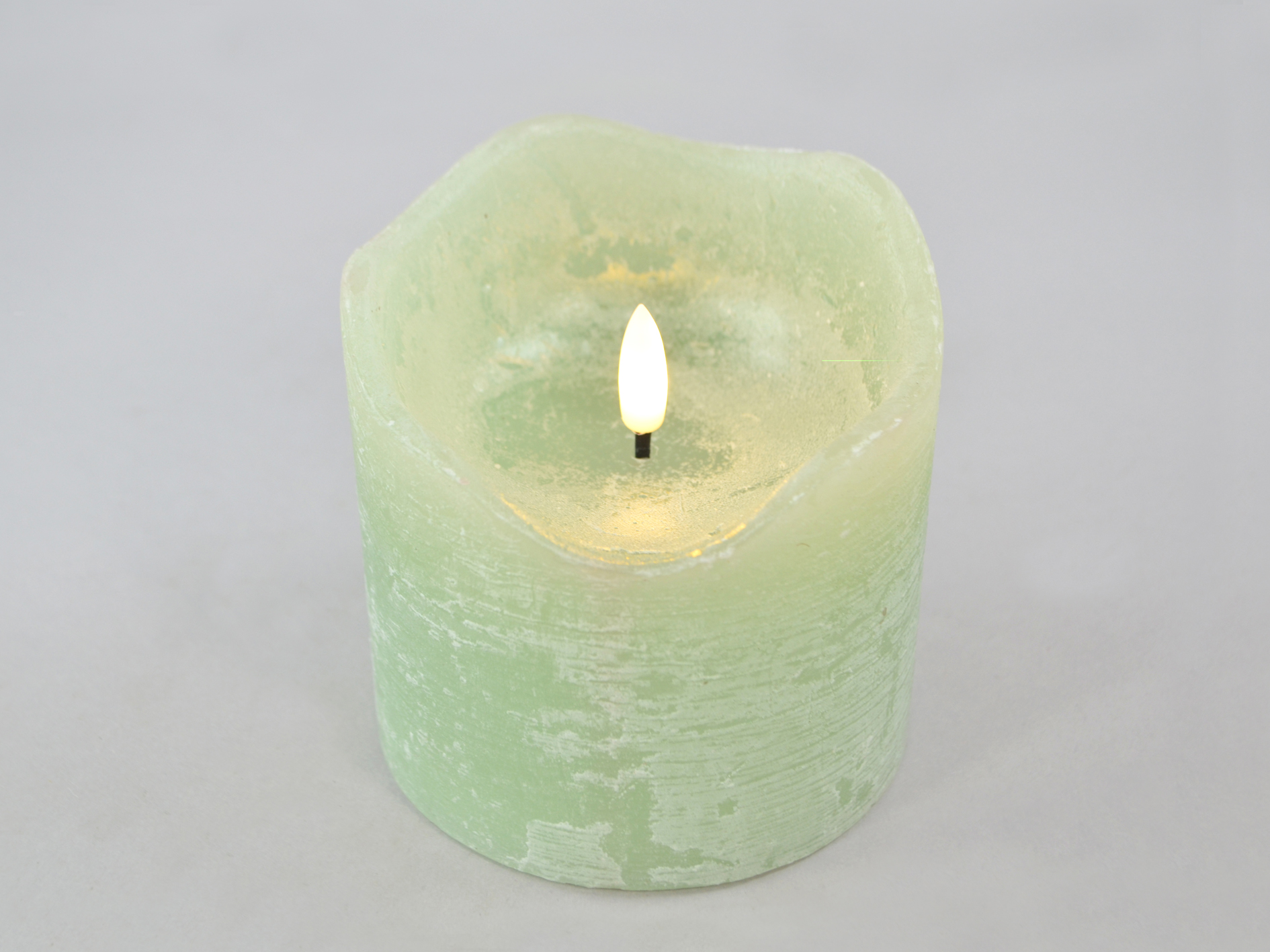 LED-Kerze, 10 hellgrün, D10,0xH10cm,remote/off/timer-6Std, FB optional, 2xAA