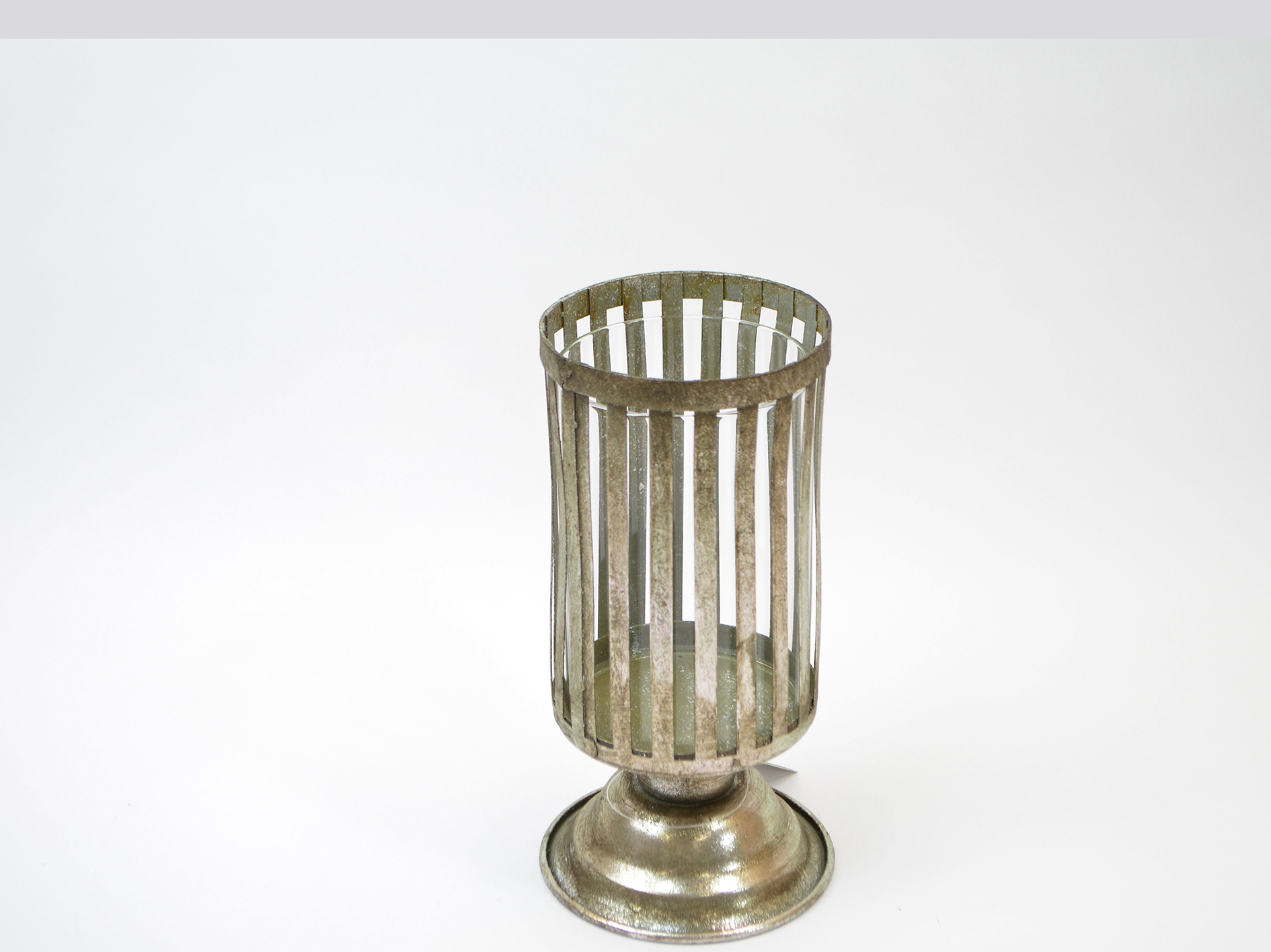Kerzenhalter,mit Glas,Ø11xH21,5cm,antik-silber
