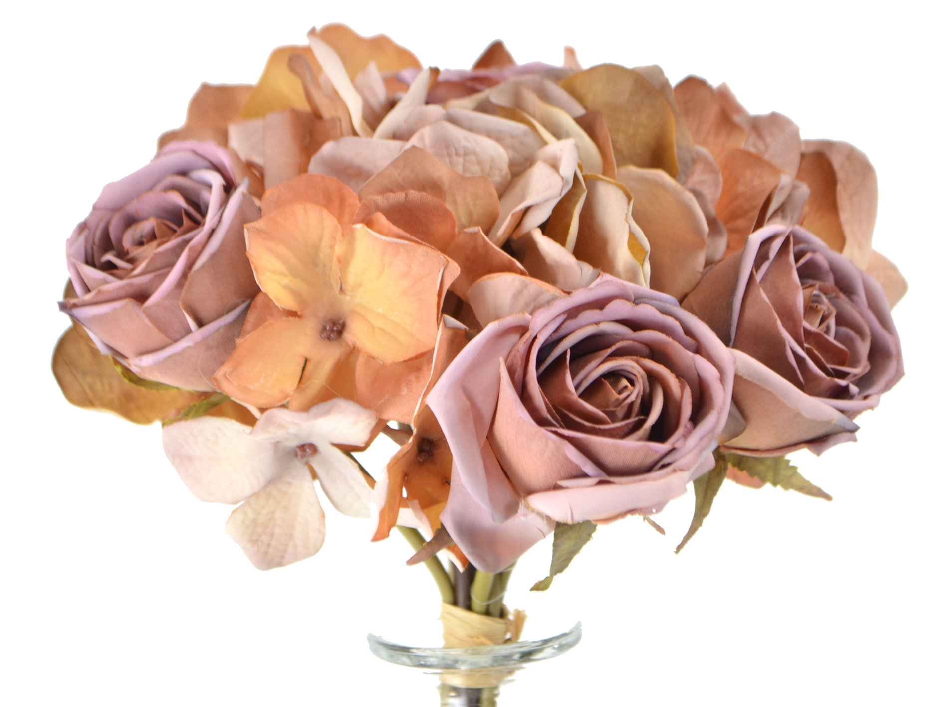 Rose hydrangea bouquet, 23cm, coffee
