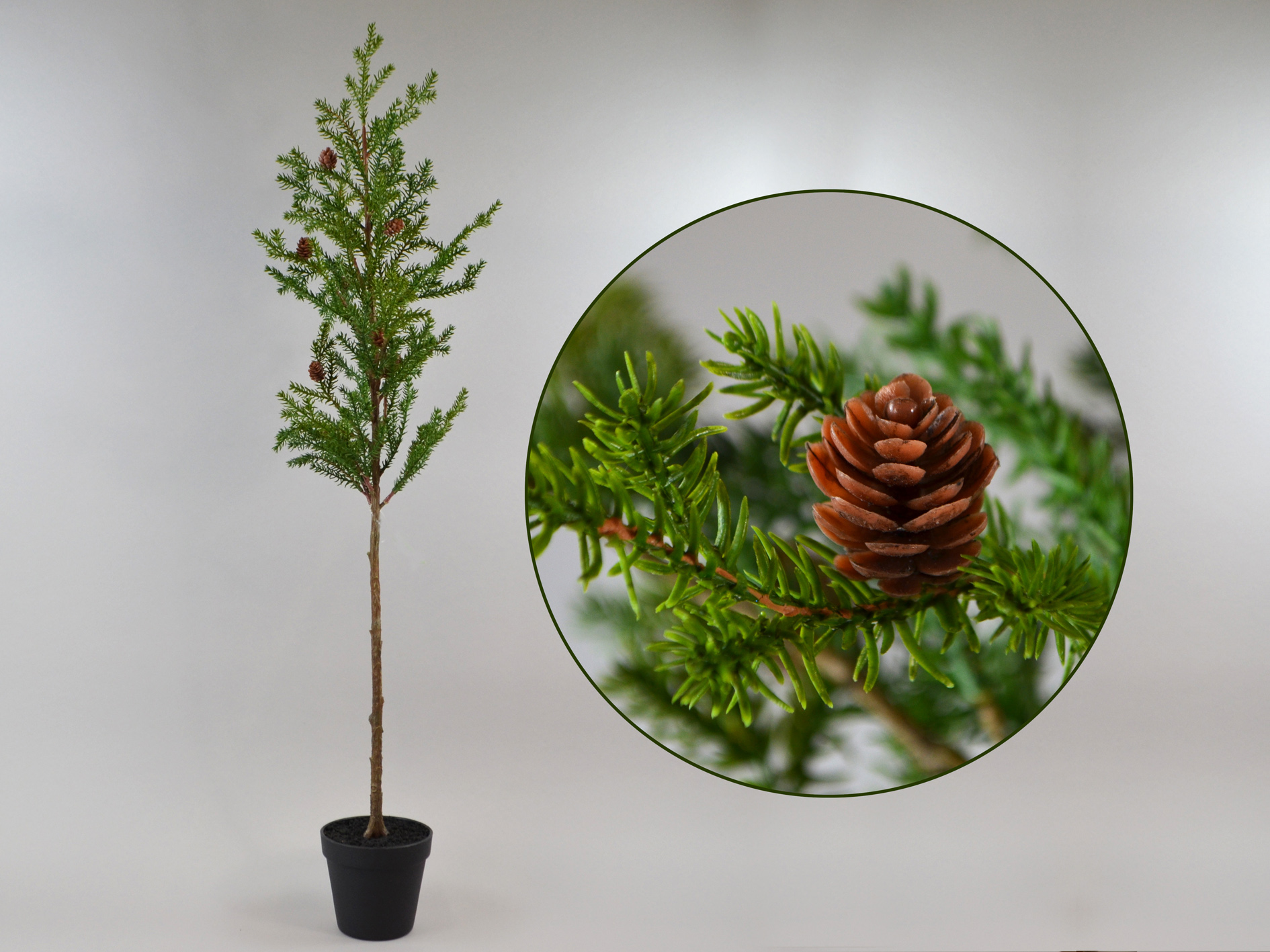 Tannenbaum mit Zapfen im Topf, 99cm, grün