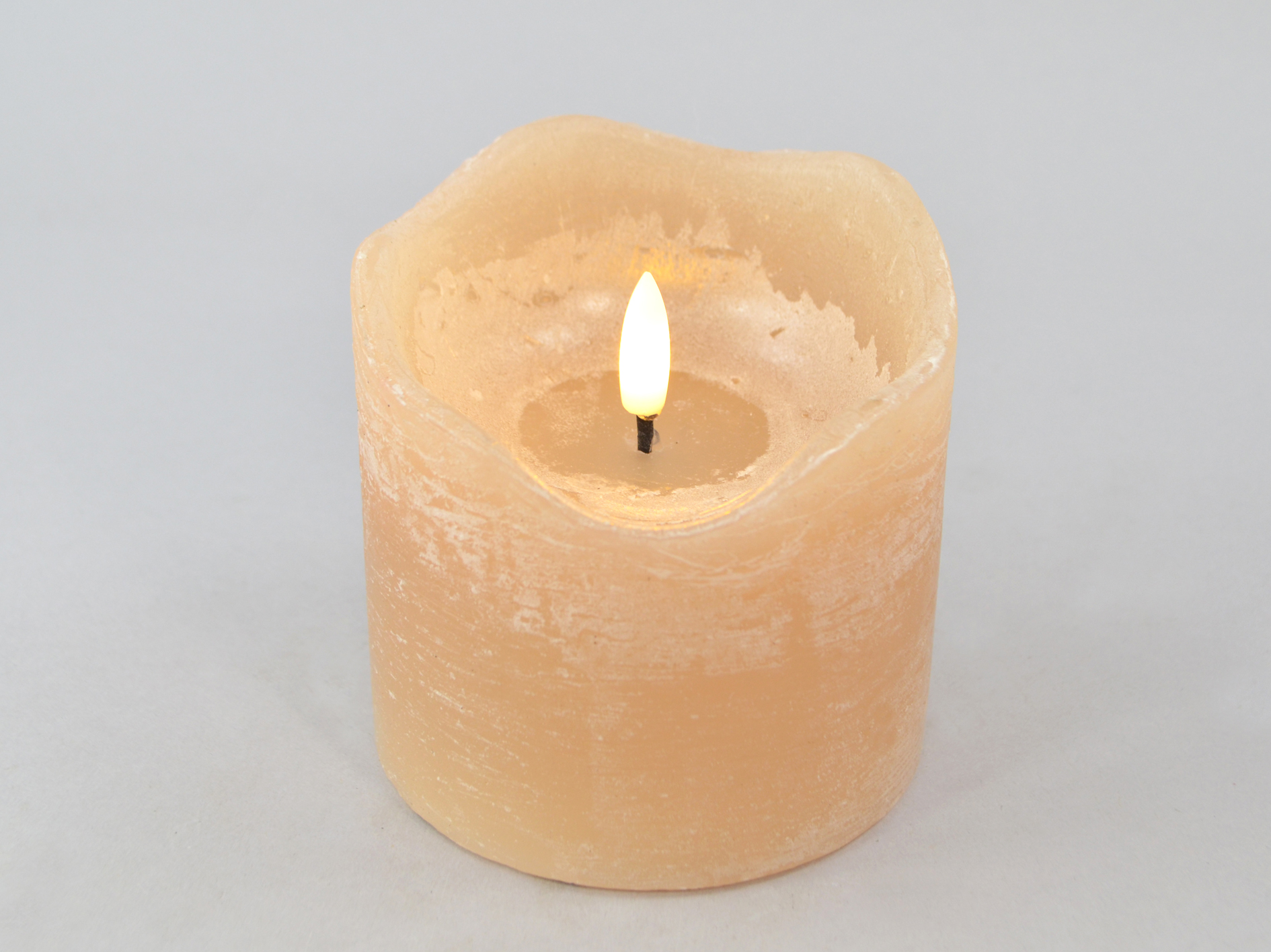 LED-Kerze, 63 kaffee, D10,0xH10cm,remote/off/timer-6Std, FB optional, 2xAA