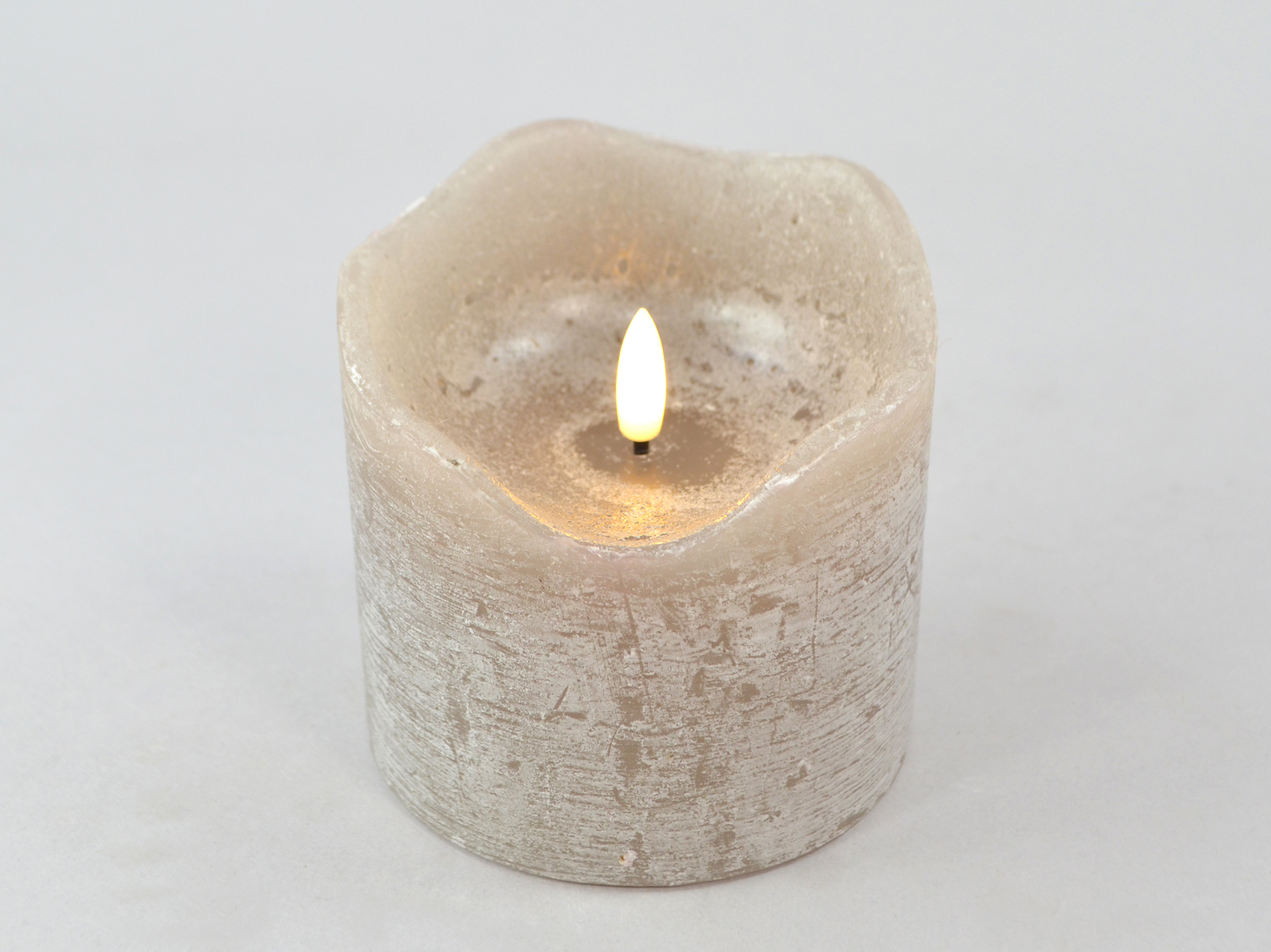 LED-Kerze, 73 dunkelgrau, D10,0xH10cm,remote/off/timer-6Std, FB optional, 2xAA