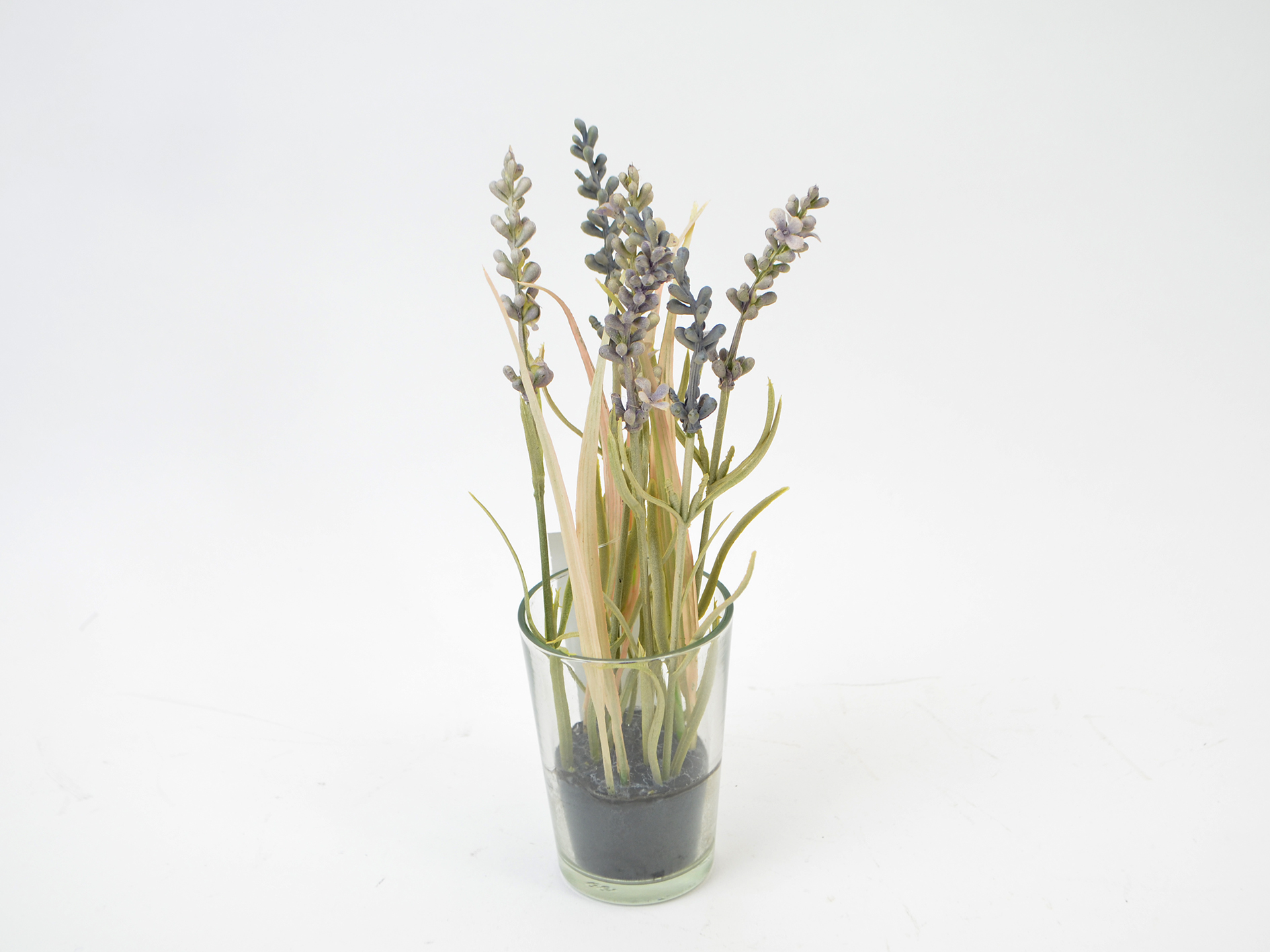 Lavendel im Glas, 20cm, blau-grau