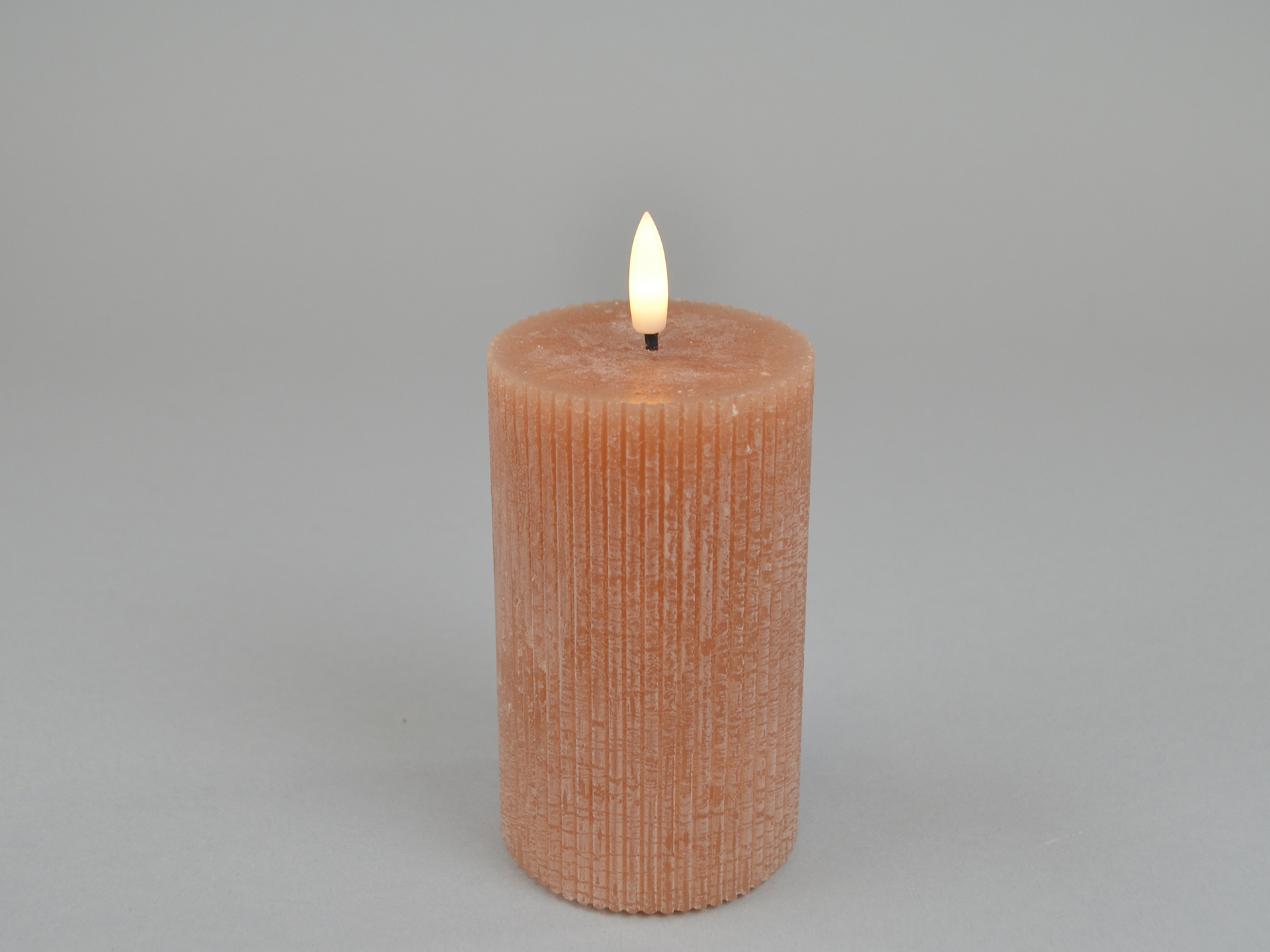 LED candle groove, orange, D7xH12cm
