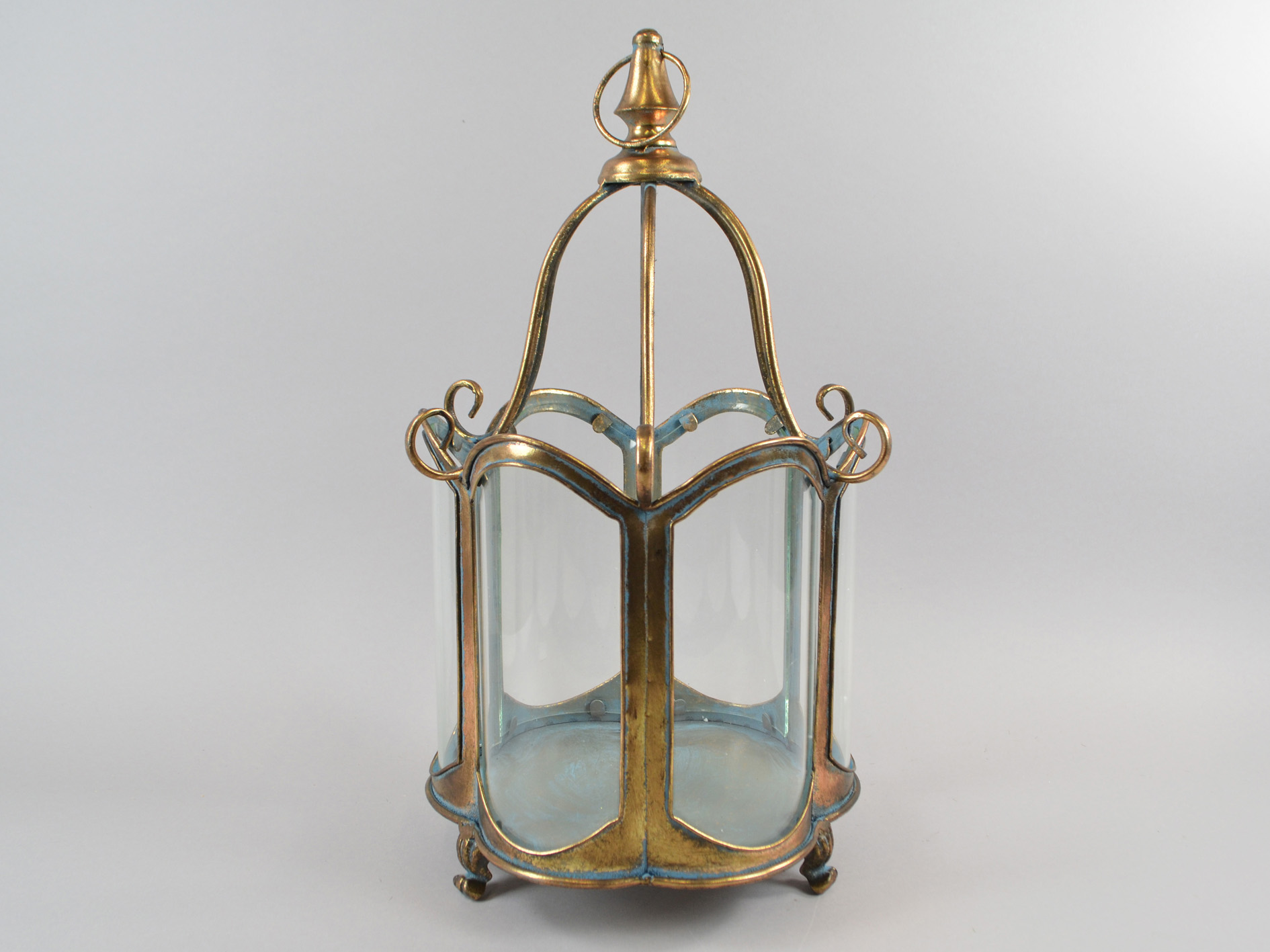 Laterne antik, 29x27x49cm, antik-gold