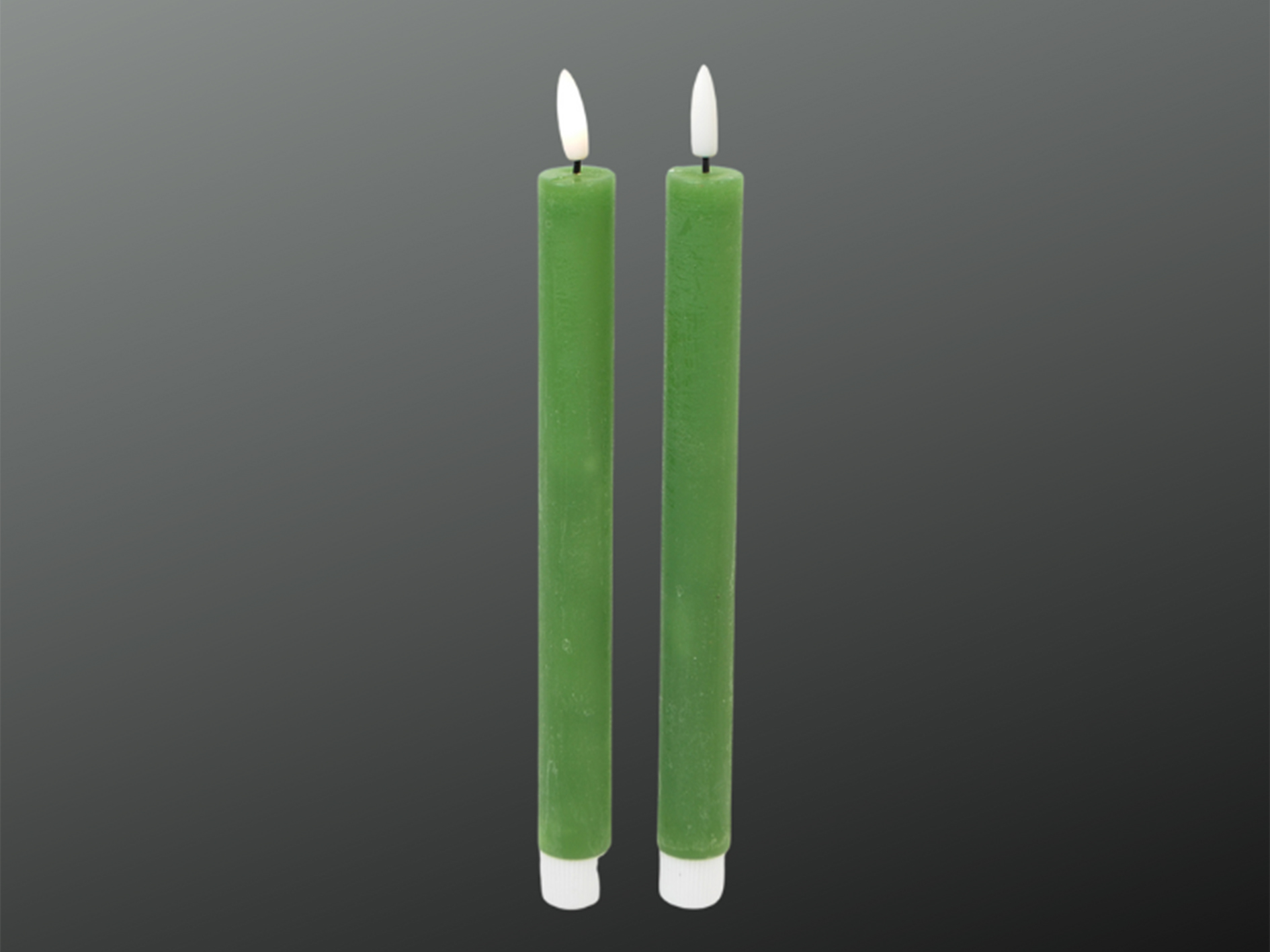 LED-Stabkerze, dkl-grün, Set2, D2,2xH24cm