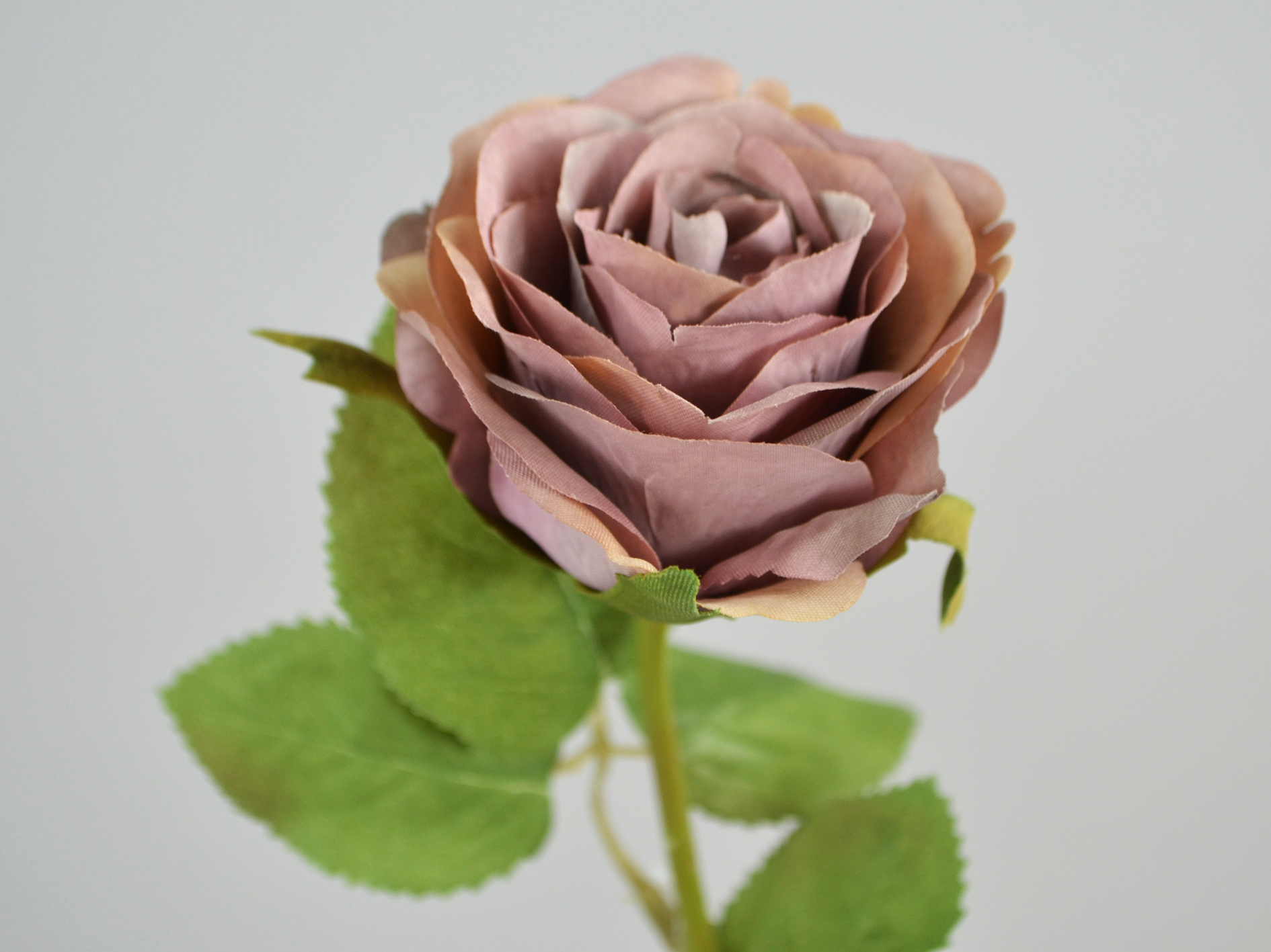 Rose branch with leaves, 43cm, purple