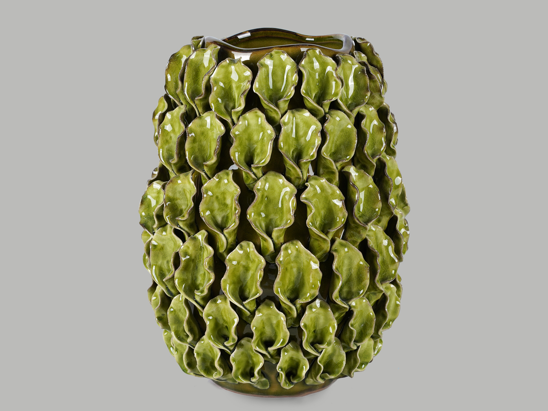 Ceramic ornamental vase, Ø24 x H31cm, green