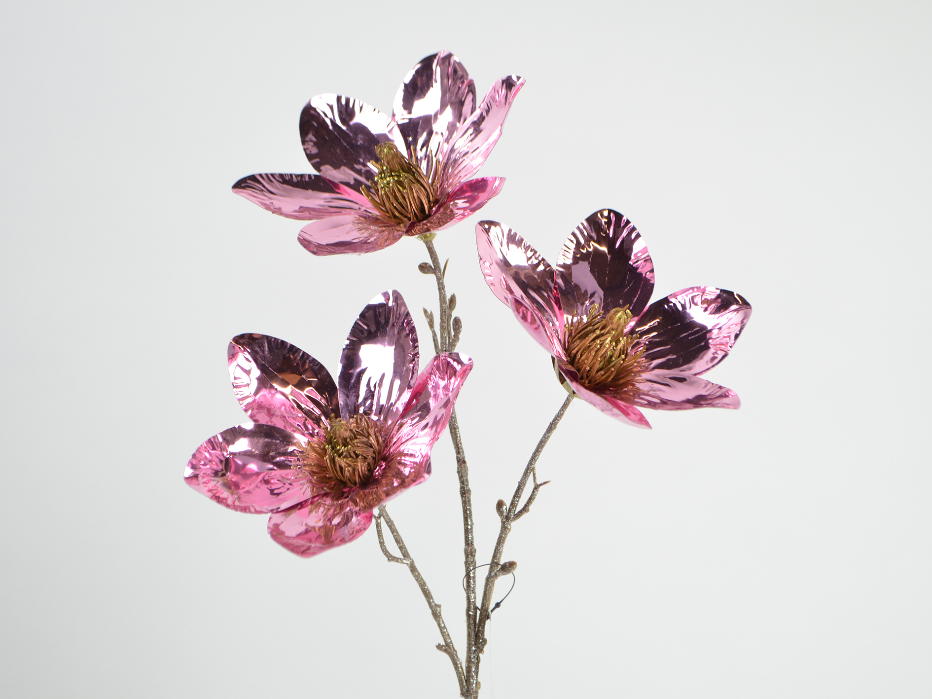Magnolie metallic x 3, 45cm, pink