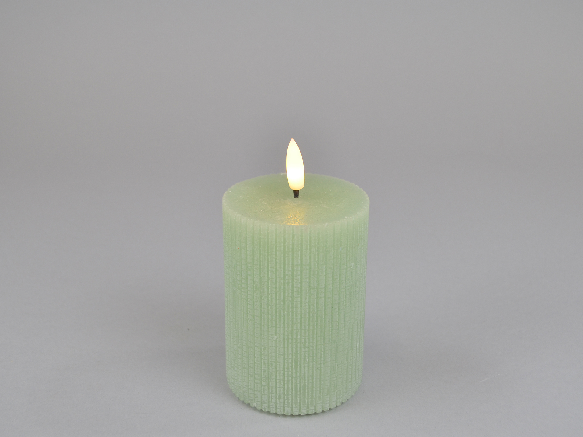 LED candle groove, light green, D7xH10cm
