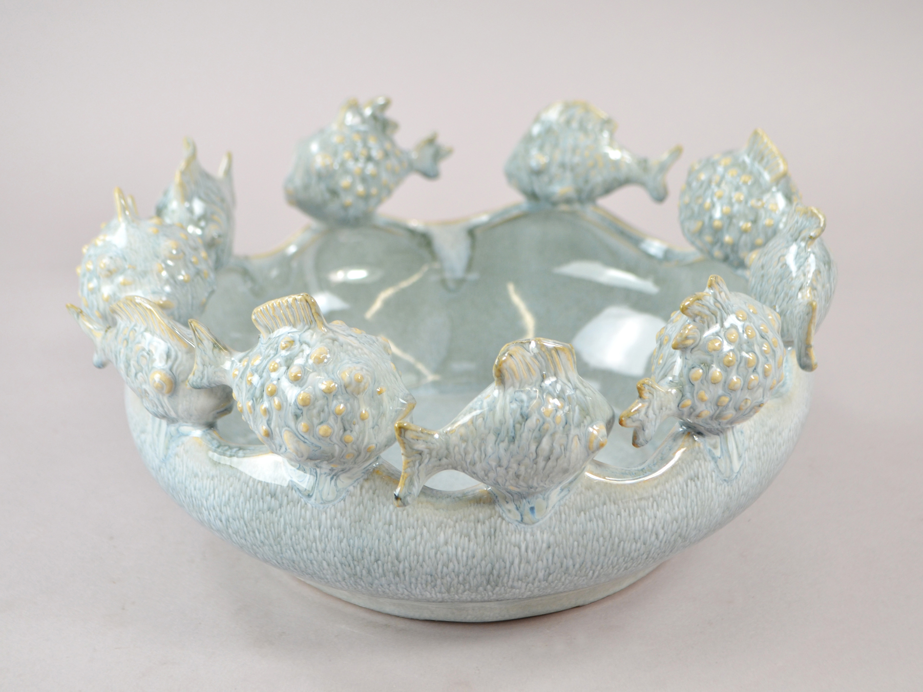 Ceramic pot, Ø29 x H14.5 cm, gray-blue