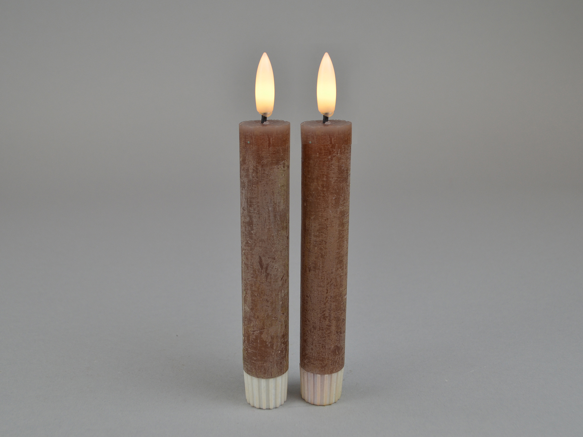 LED stick candle, brown, Set2, 2x14cm