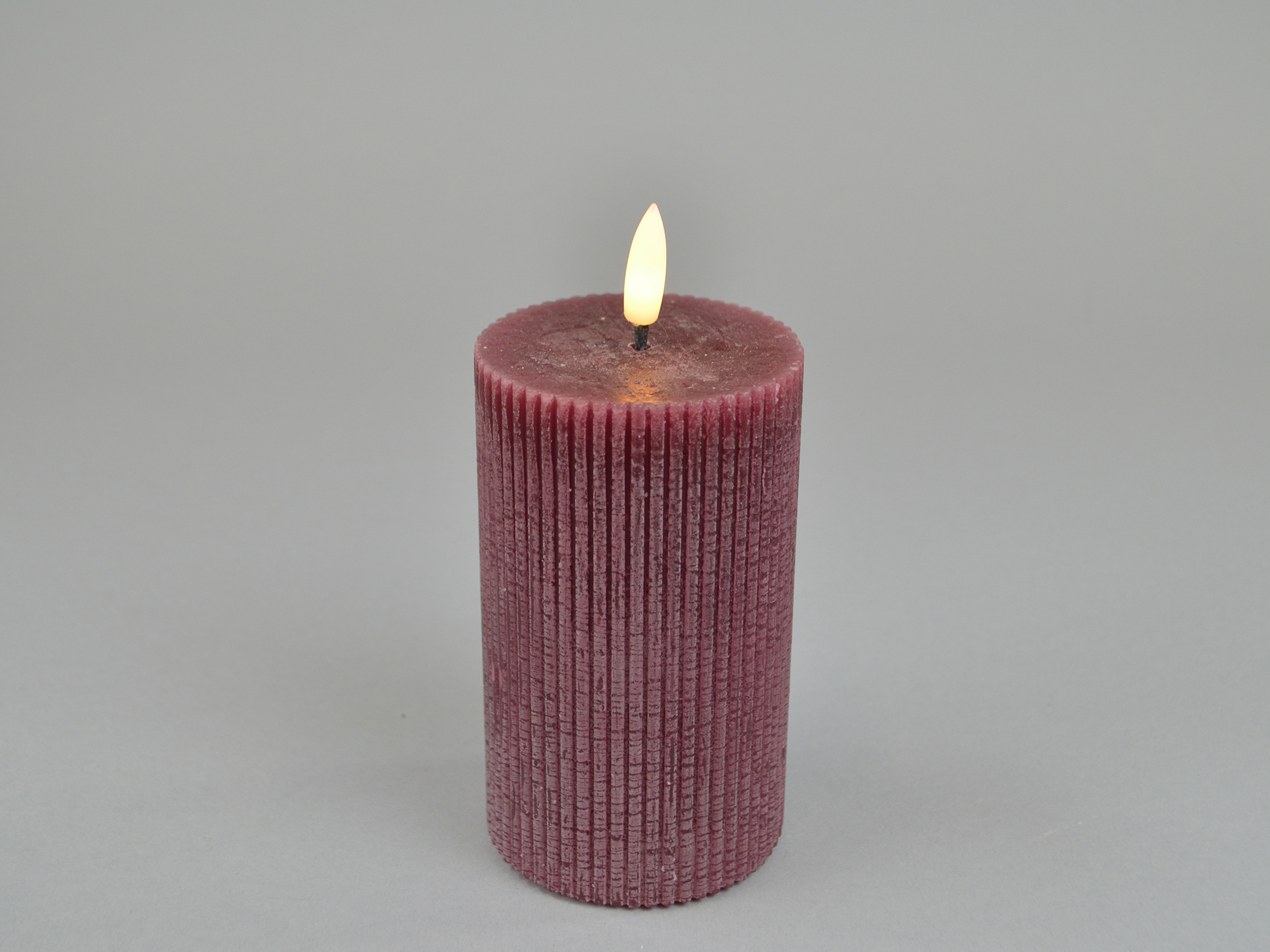 LED candle groove, bordeaux, D7xH12cm
