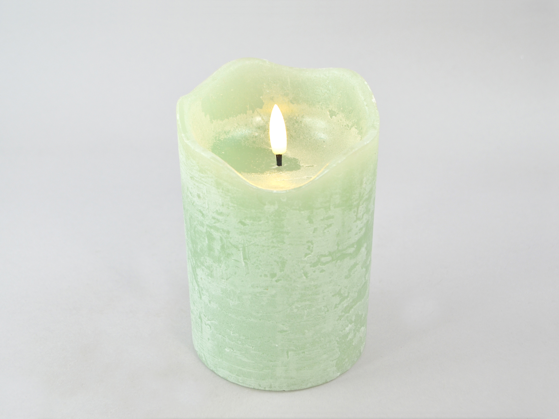 LED-Kerze, 10 hellgrün, D10,0xH15cm,remote/off/timer-6Std, FB optional, 2xAA