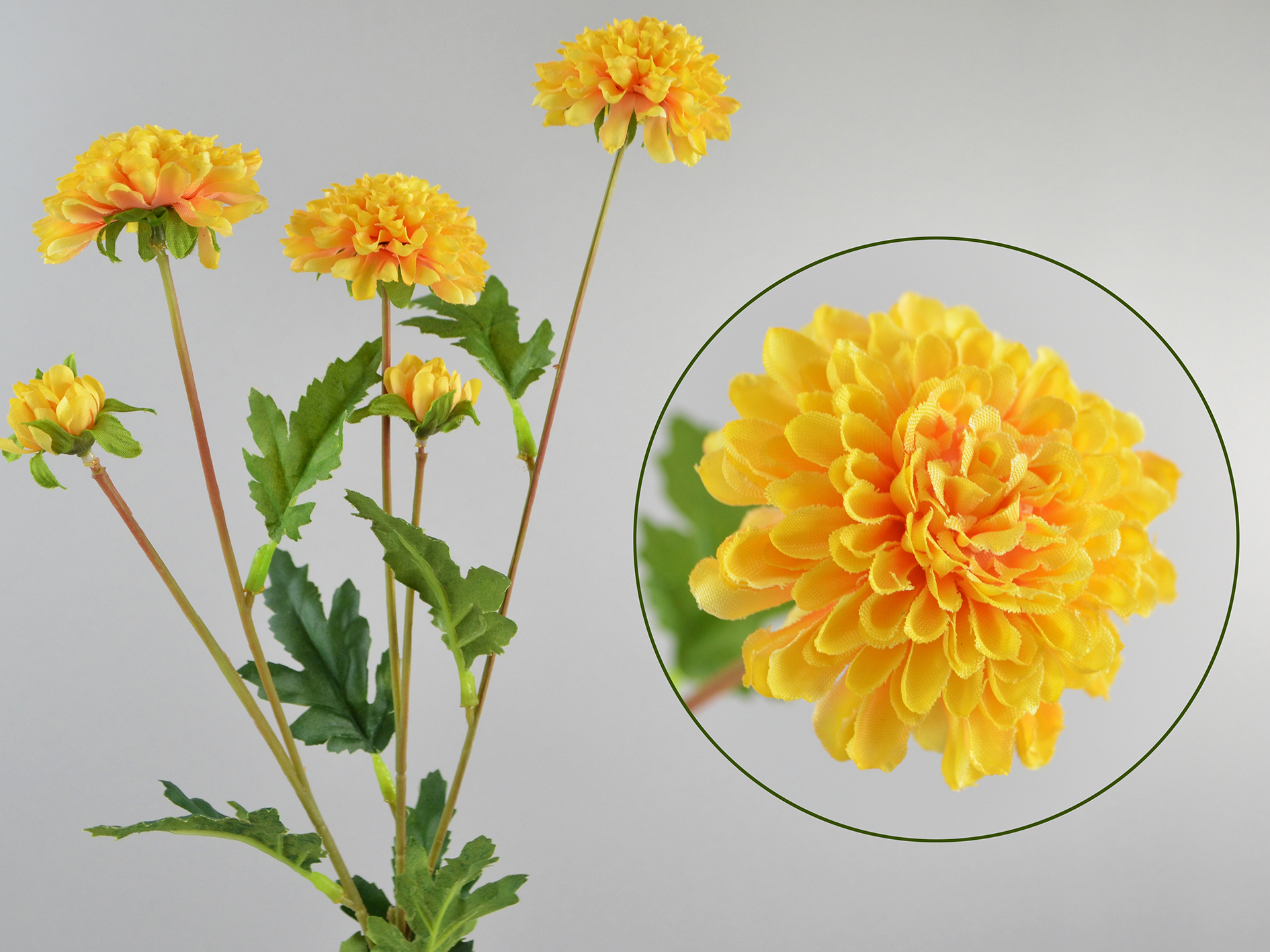 Chrysanthemen-Zweig x5, 68cm, gelb