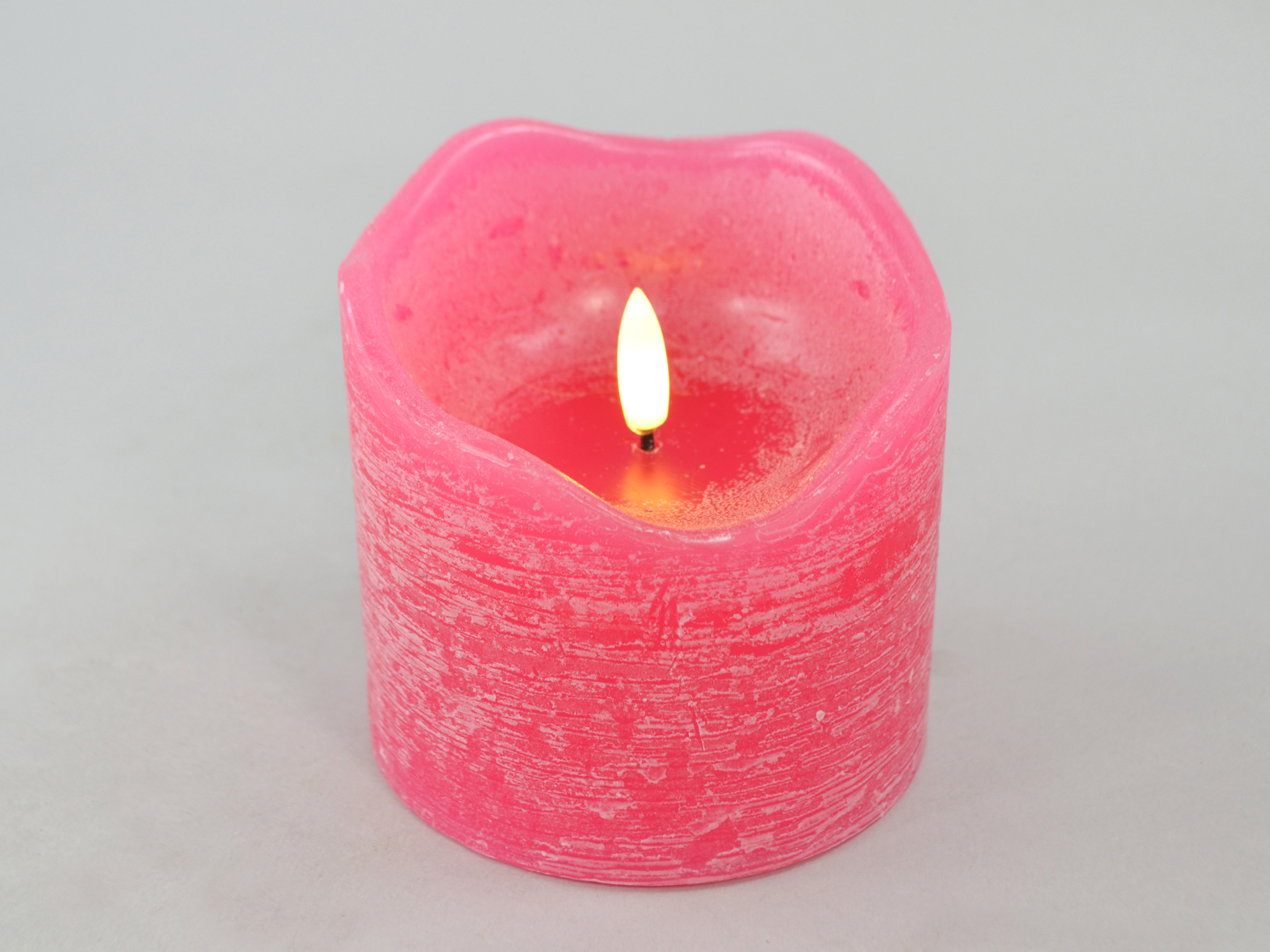 LED-Kerze, 44 pink, D10,0xH10cm,remote/off/timer-6Std, FB optional, 2xAA