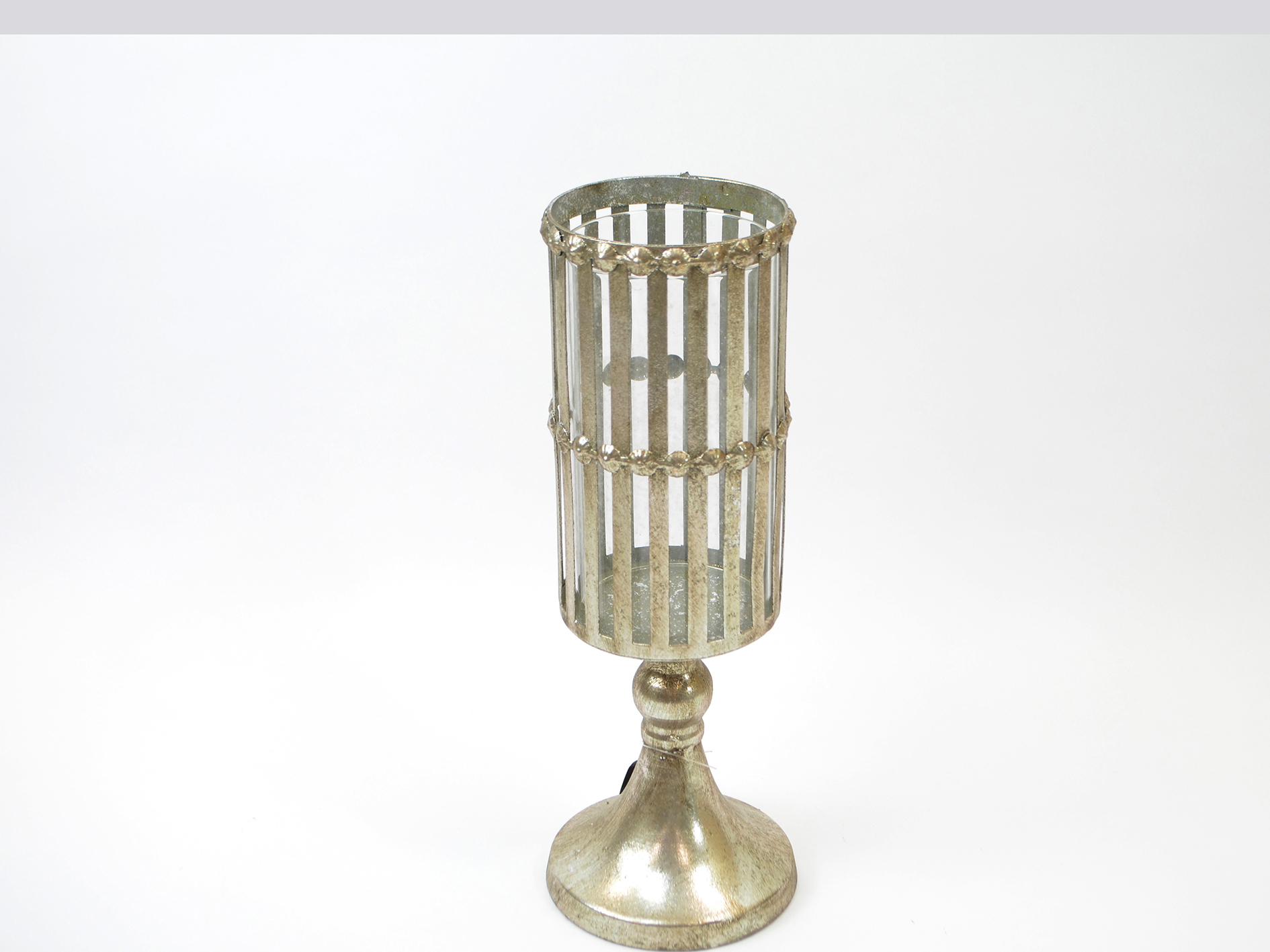 Kerzenhalter,mit Glas,Ø10xH29cm,antik-silber