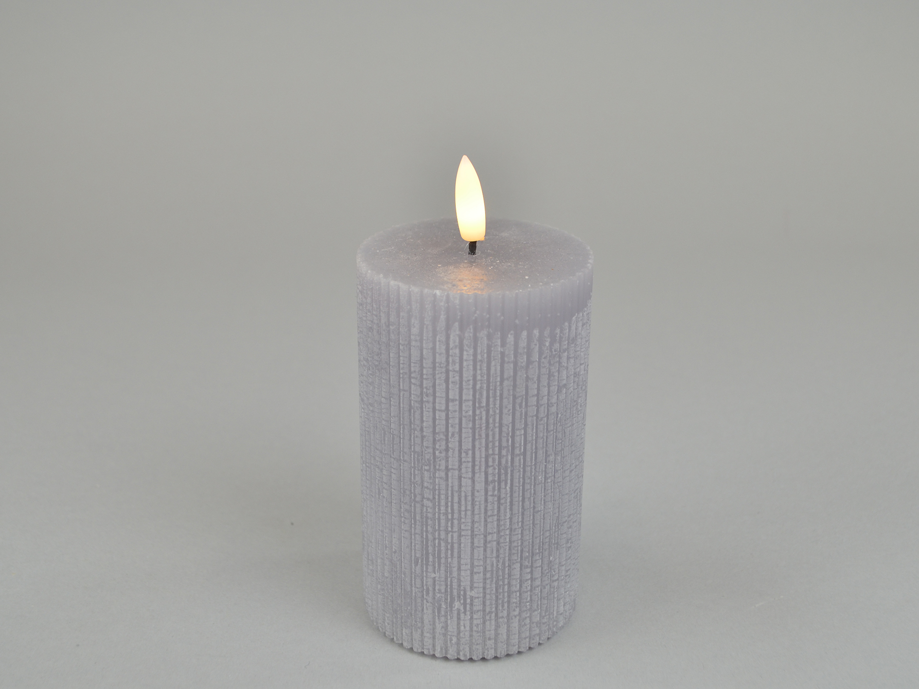 LED candle groove, gray, D7xH12cm