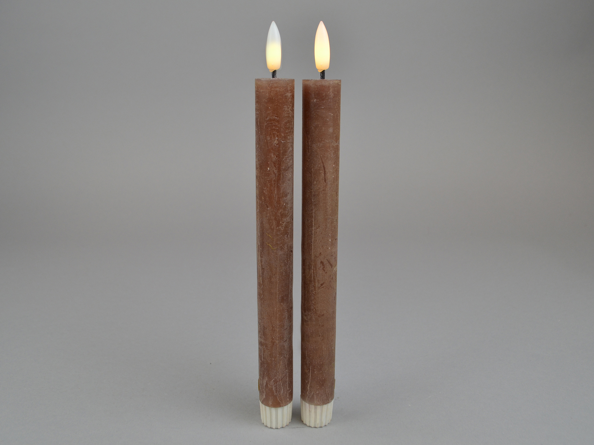 LED stick candle, brown, set 2, 2x24cm