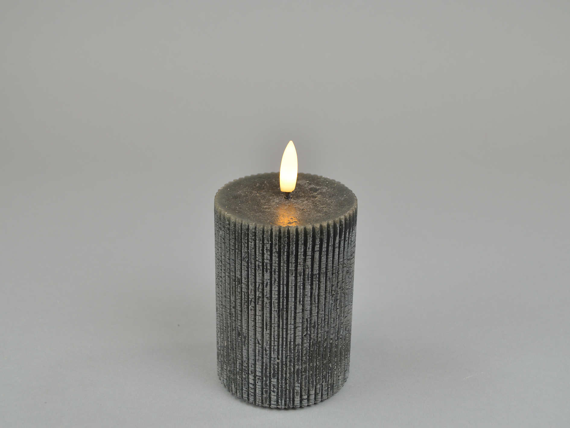 LED candle groove, black, D7xH10cm
