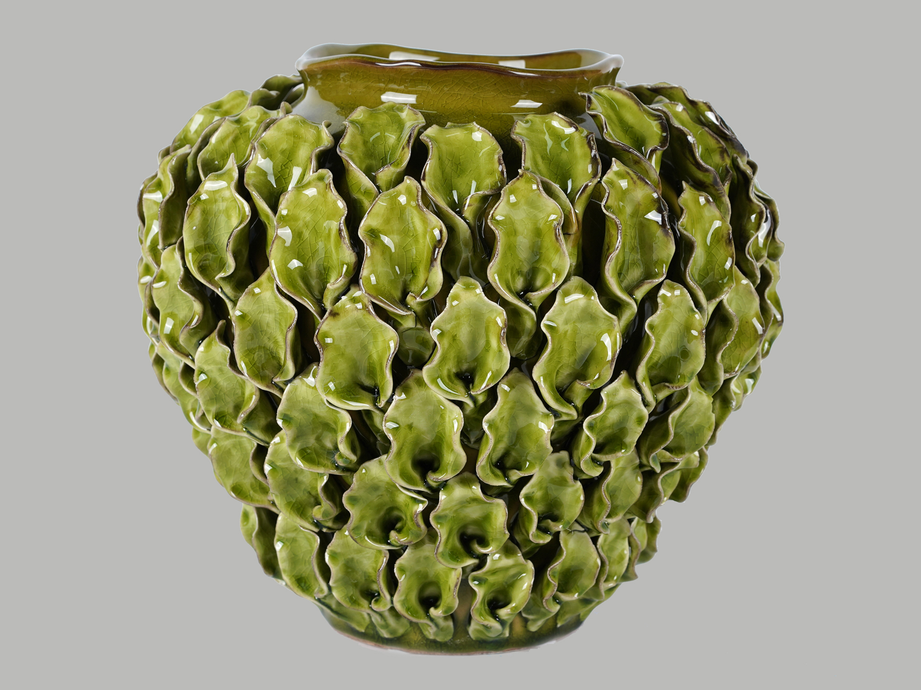 Ceramic ornamental vase, Ø27 x H25cm, green