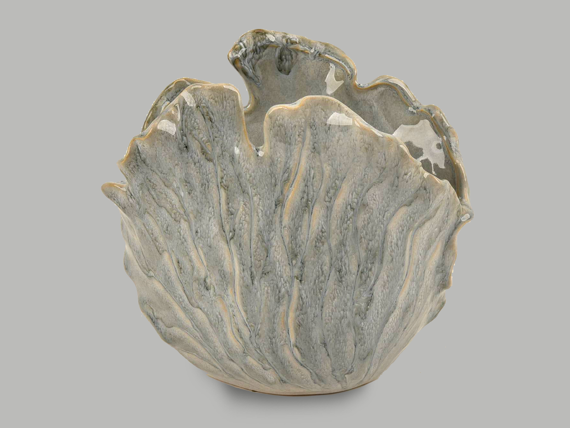 Ceramic vase, 23 x 14 x H21 cm, gray