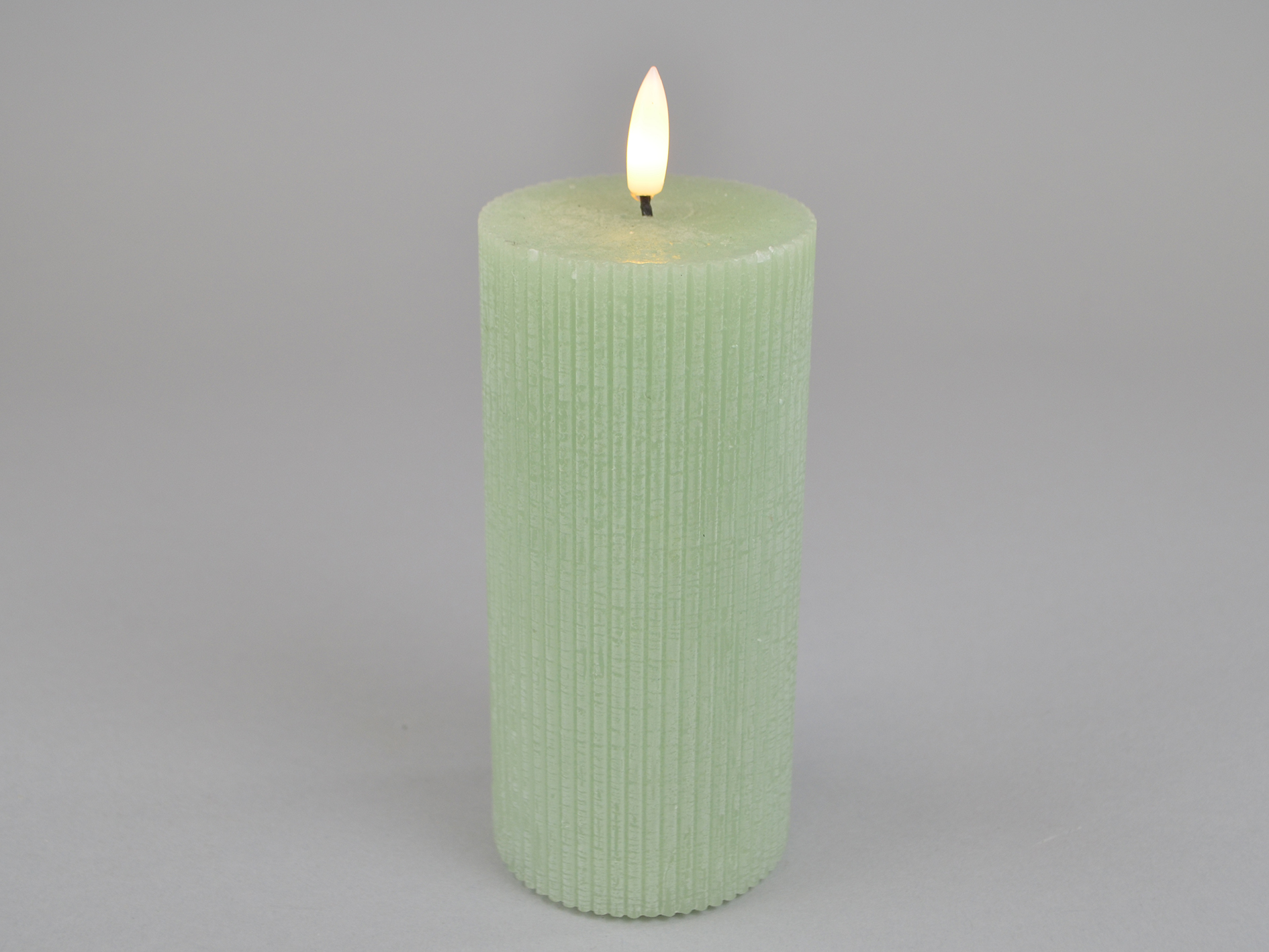 LED candle groove, light green, D7xH15cm