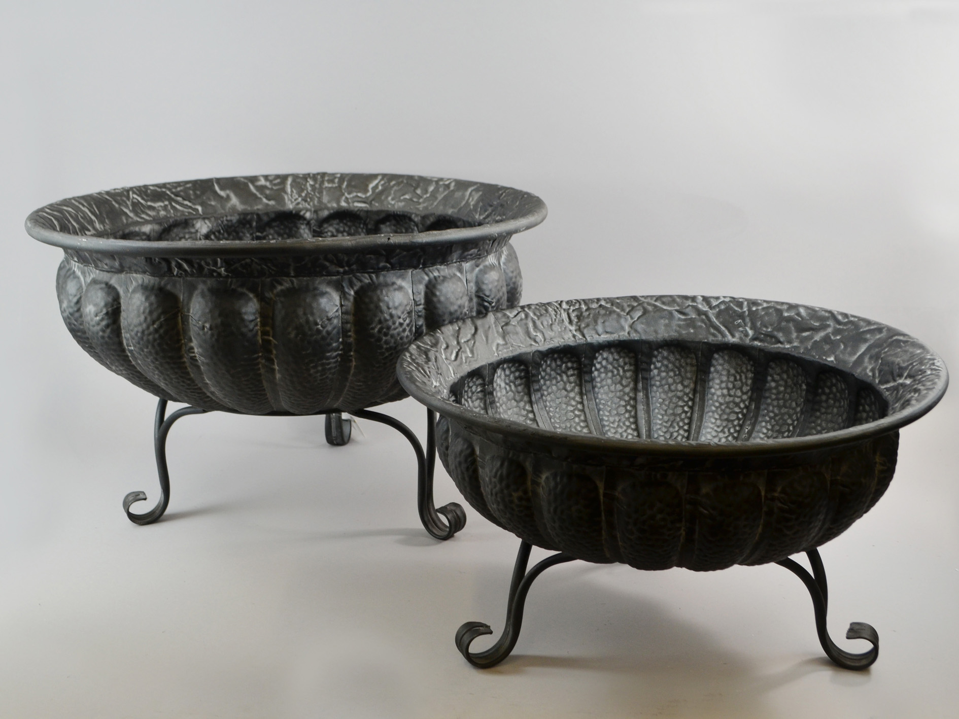 Metal bowl set-2, 55x55x36.5cm + 48.5x48.5x27cm, black