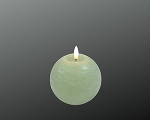 LED-Kerze Kugel,2xAAA,on-off-timer,FB,hellgrün,D10cm