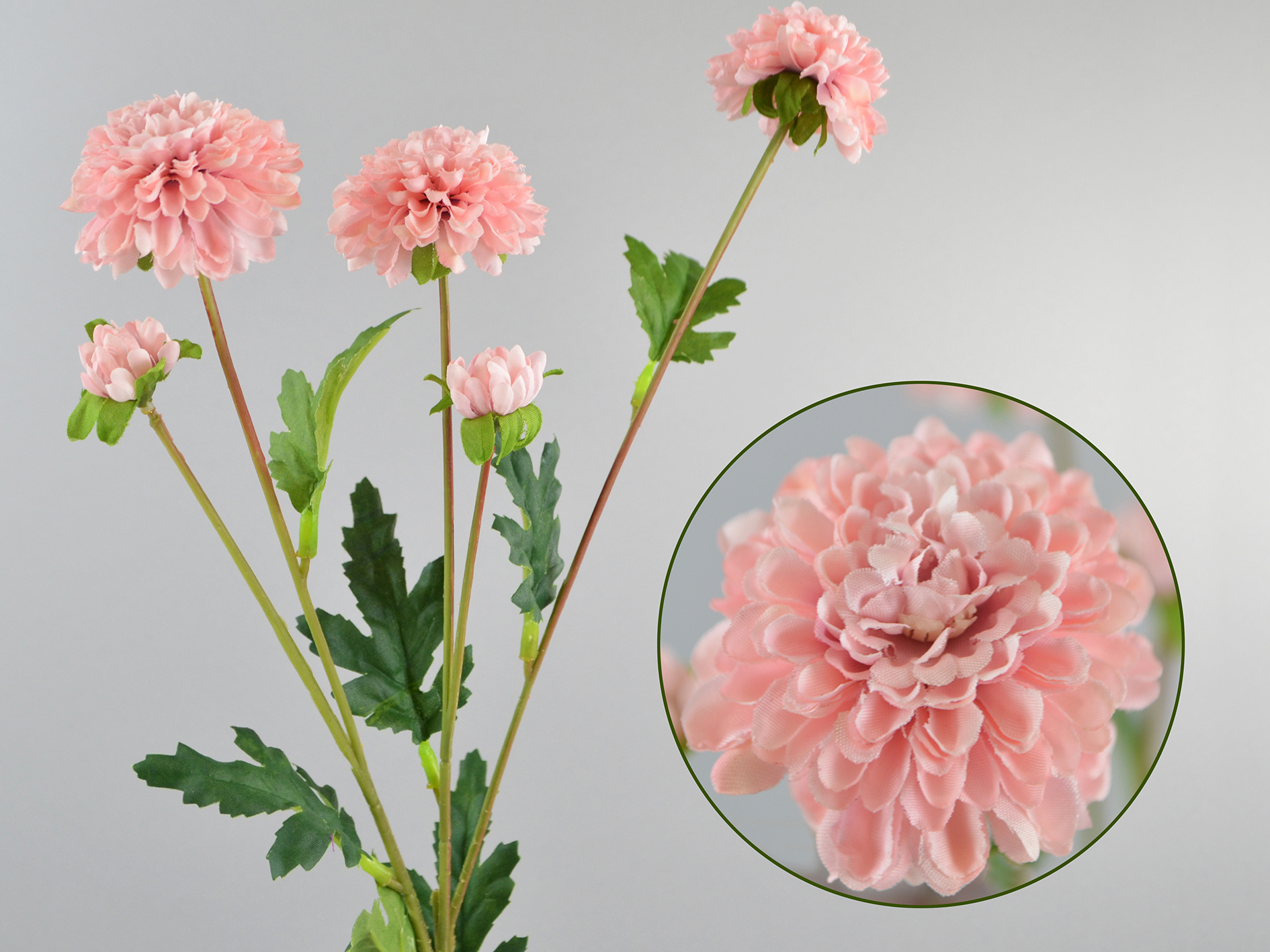 Chrysanthemen-Zweig x5, 68cm, rosa