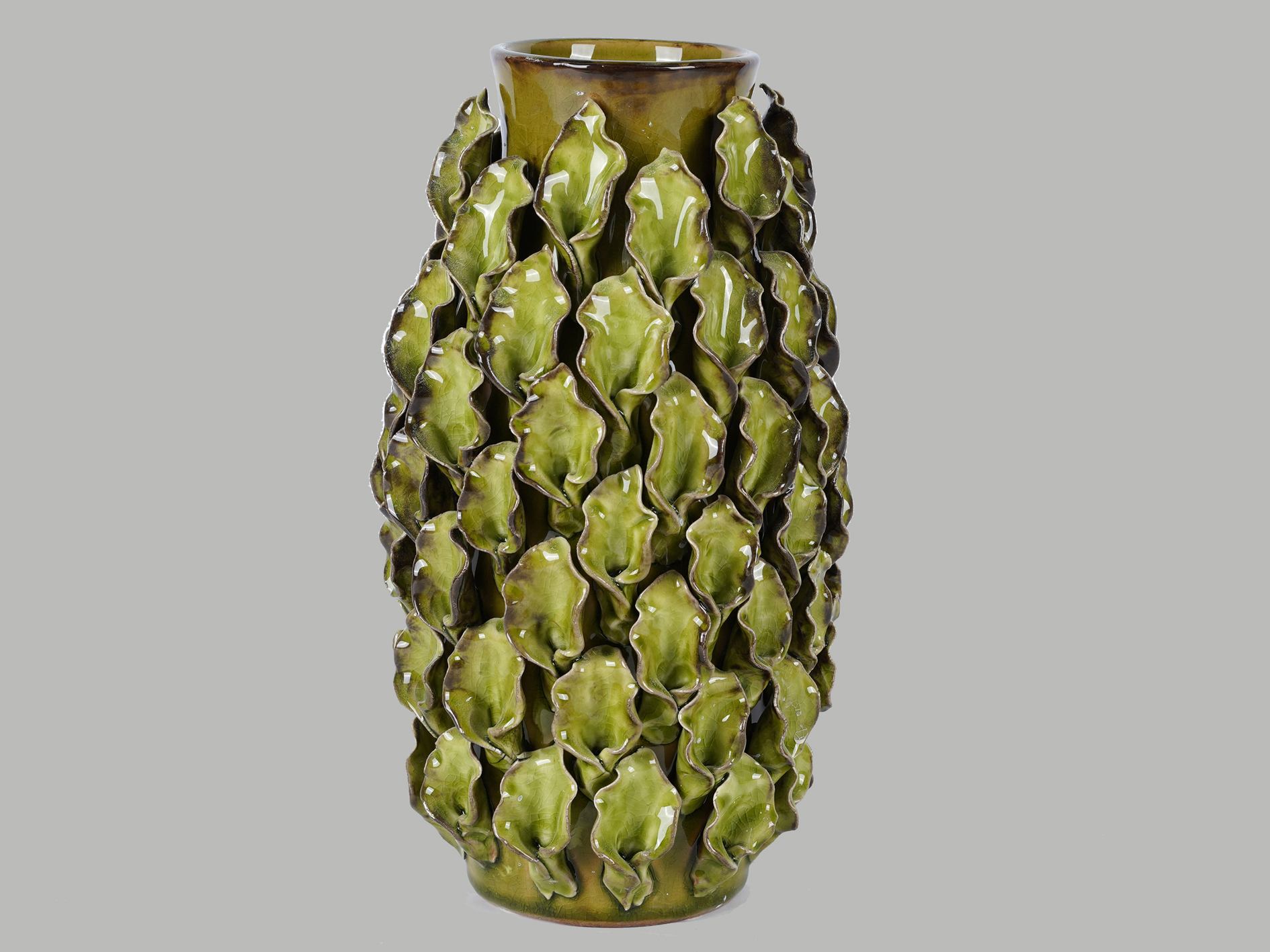 Ceramic ornamental vase, Ø18 x H31cm, green