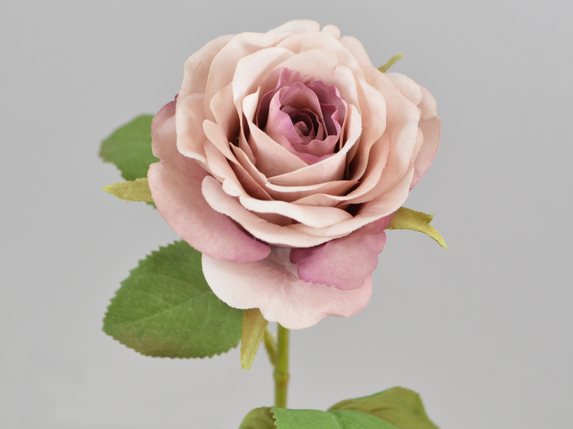 Rose branch with leaves, 43cm, mauve